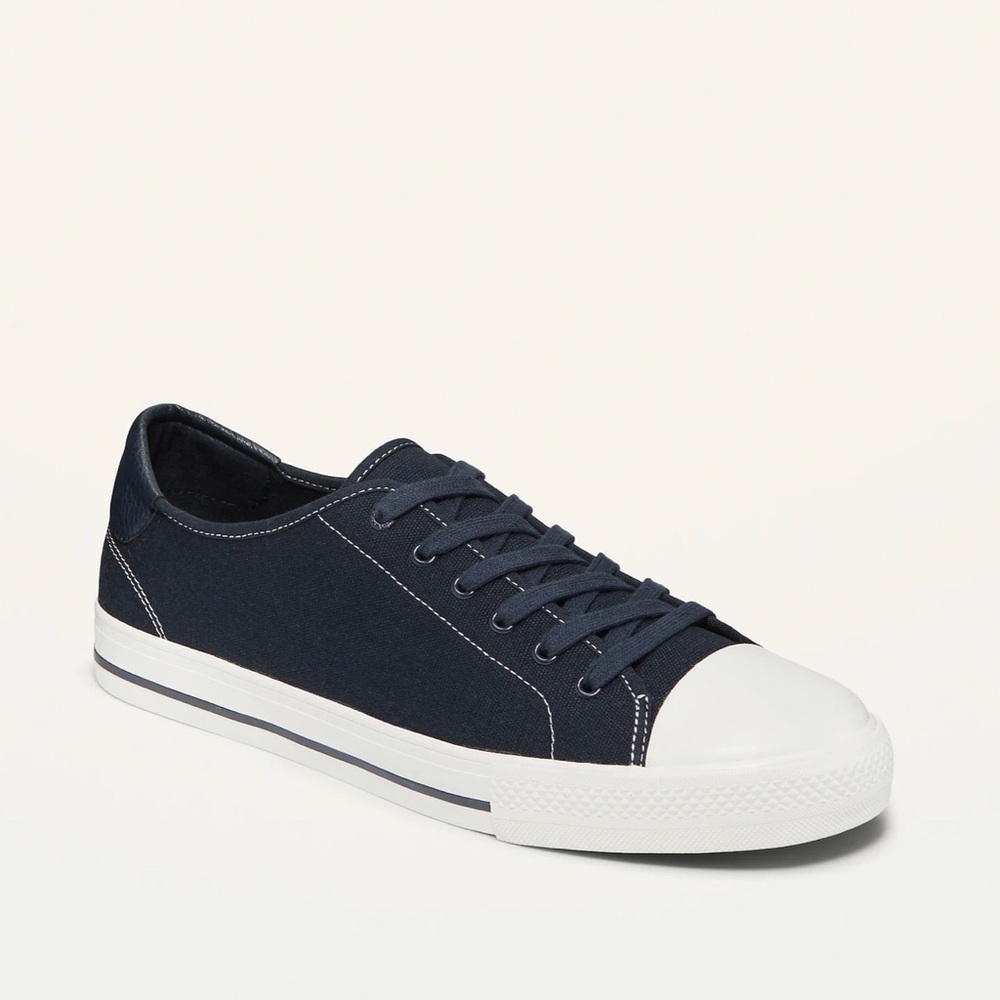 OLD NAVY Water-Repellent Canvas Tennis Sneakers for Men. Size:12 Color:Navy